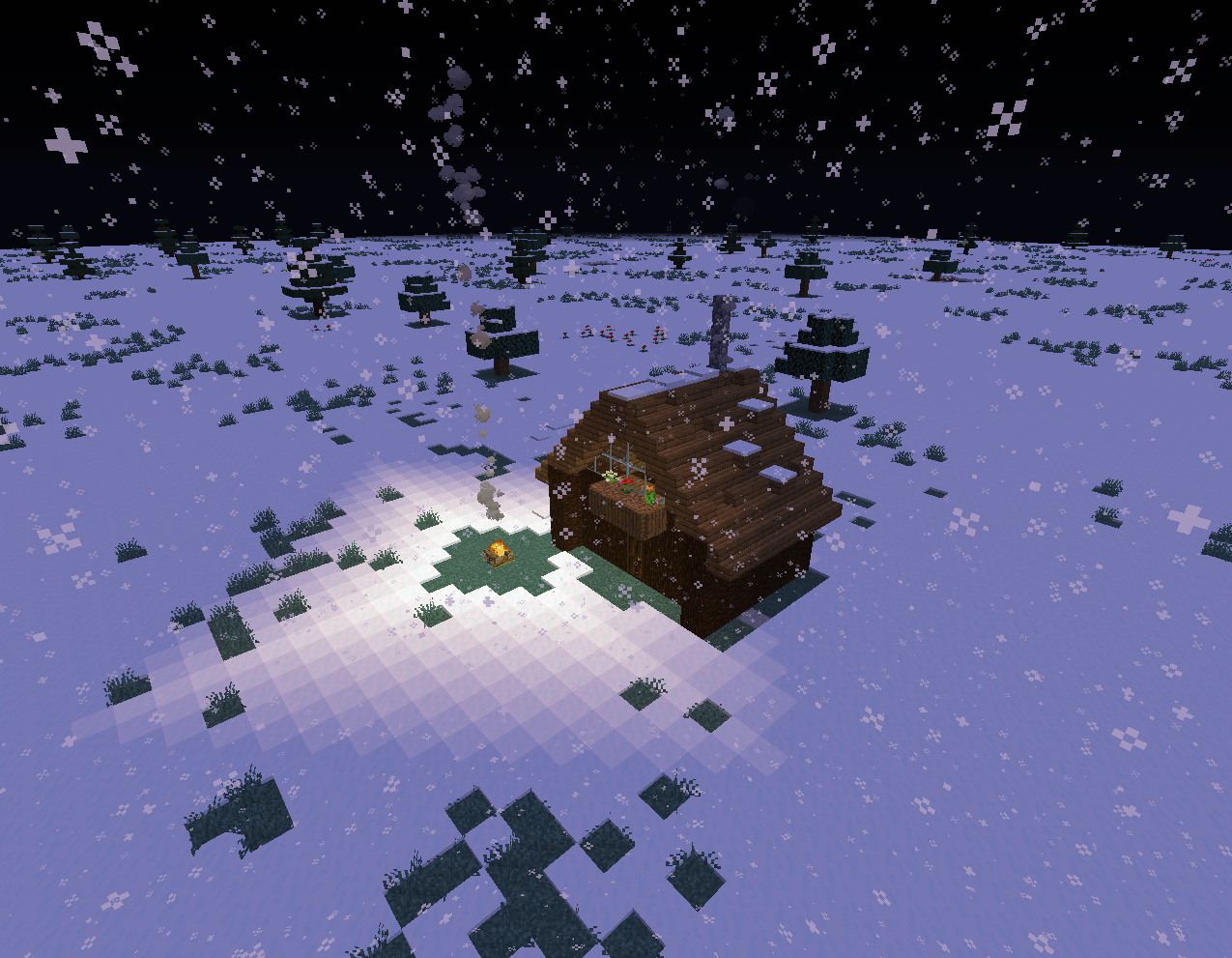 Unduh Snowy Log Cabin untuk Minecraft 1.14.1